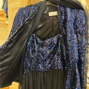 Sequin and chiffon maxi dress with sequin jacket